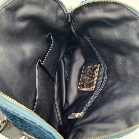 Limited Edition Coach Poppy 16303 Turquoise Sequin Bag w/ Silver Strap - Picture 10 of 16